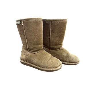 Bearpaw Boots Womens Size 6 Tan Suede‎ Sheepskin/Wool Blend Lining Winter Warm